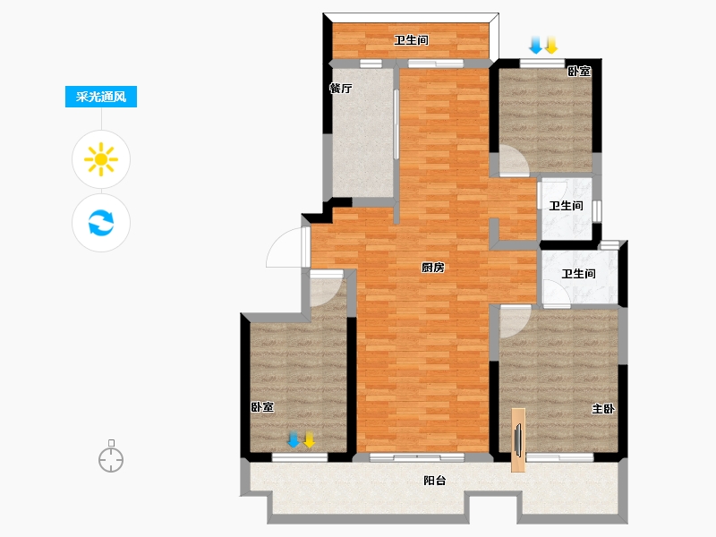 河南省-濮阳市-住友和园-97.76-户型库-采光通风