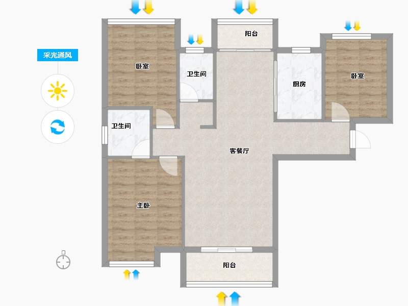 湖北省-武汉市-状元府-89.33-户型库-采光通风