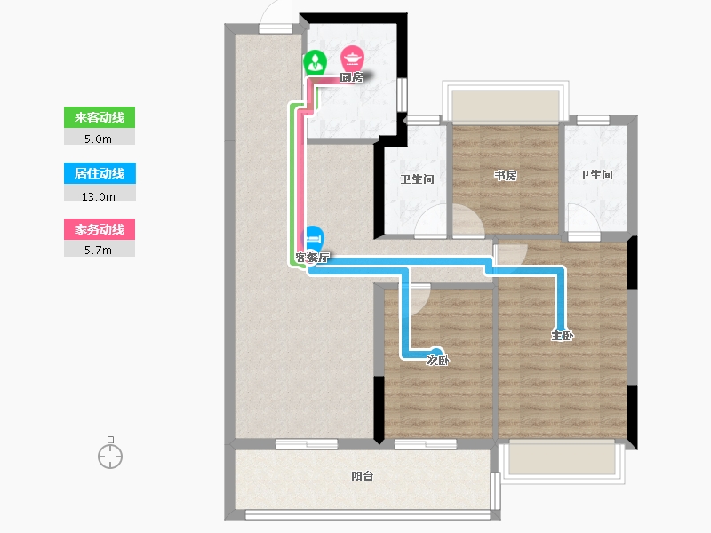 浙江省-湖州市-鸣翠里-86.74-户型库-动静线