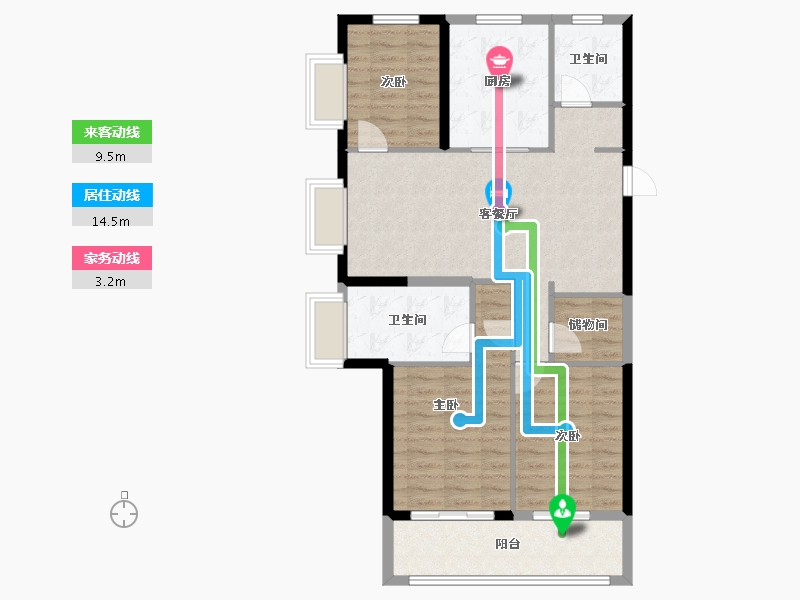 浙江省-宁波市-绿城·春风晴翠-91.20-户型库-动静线