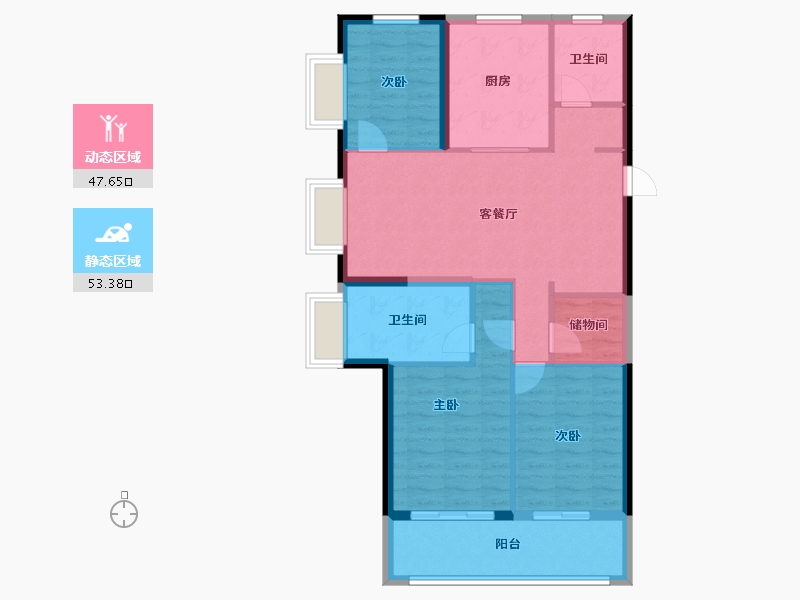 浙江省-宁波市-绿城·春风晴翠-91.20-户型库-动静分区