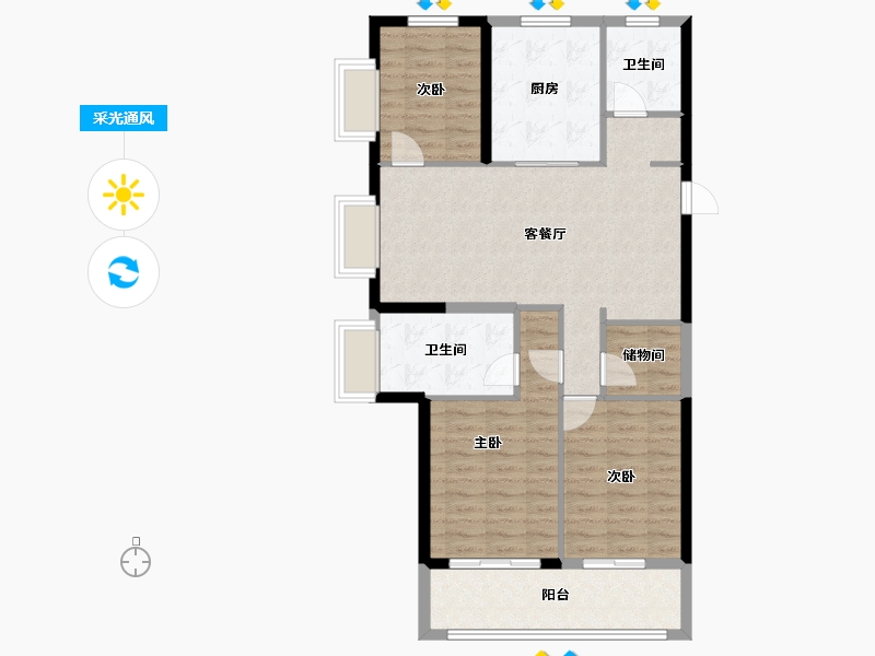 浙江省-宁波市-绿城·春风晴翠-91.20-户型库-采光通风