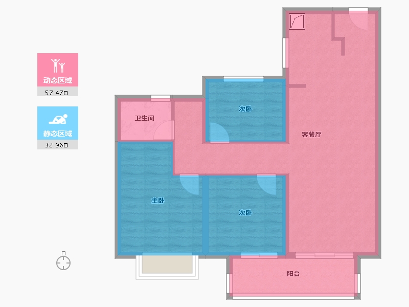 江苏省-镇江市-万科翡翠公园-80.81-户型库-动静分区