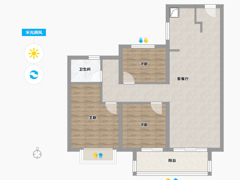 江苏省-镇江市-万科翡翠公园-80.81-户型库-采光通风