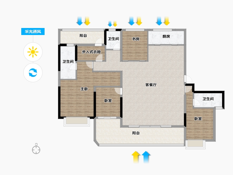 贵州省-毕节市-绿城•深蓝中心-176.04-户型库-采光通风