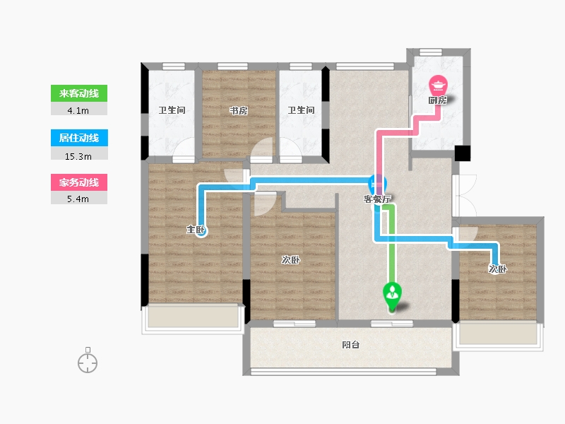 浙江省-湖州市-鸣翠里-111.22-户型库-动静线