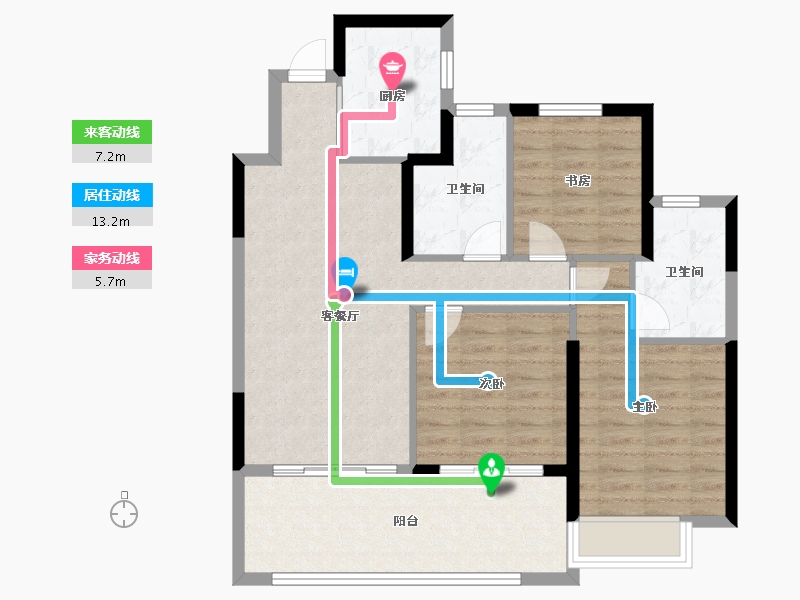 浙江省-宁波市-绿城·春风晴翠-88.01-户型库-动静线