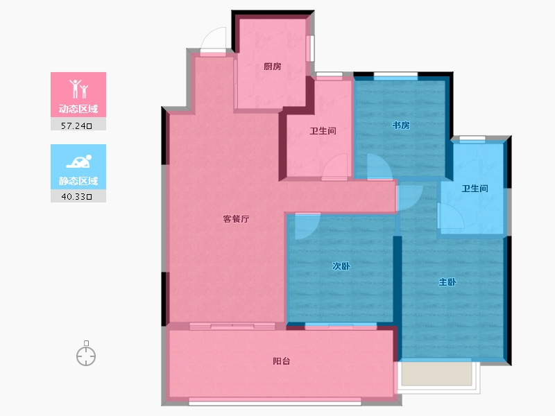 浙江省-宁波市-绿城·春风晴翠-88.01-户型库-动静分区