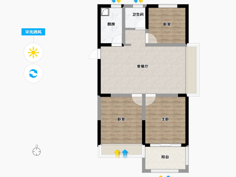 河南省-鹤壁市-万祥六合府-70.45-户型库-采光通风