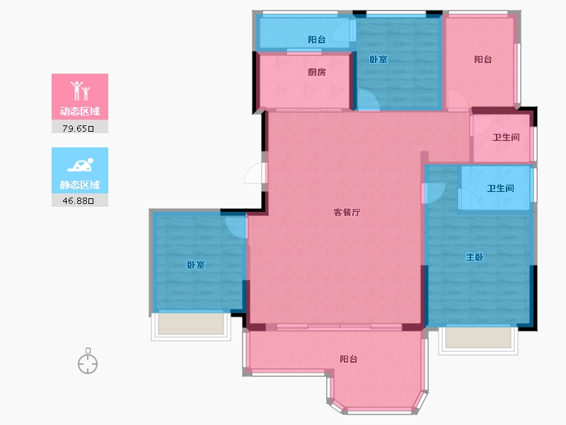 贵州省-毕节市-绿城•深蓝中心-114.40-户型库-动静分区