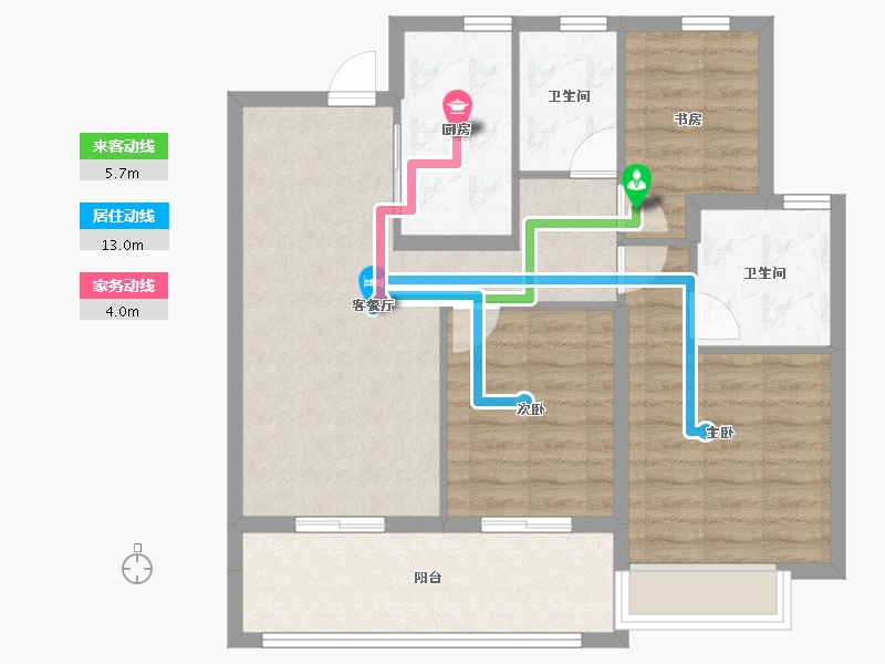 浙江省-宁波市-绿城·春风晴翠-80.80-户型库-动静线