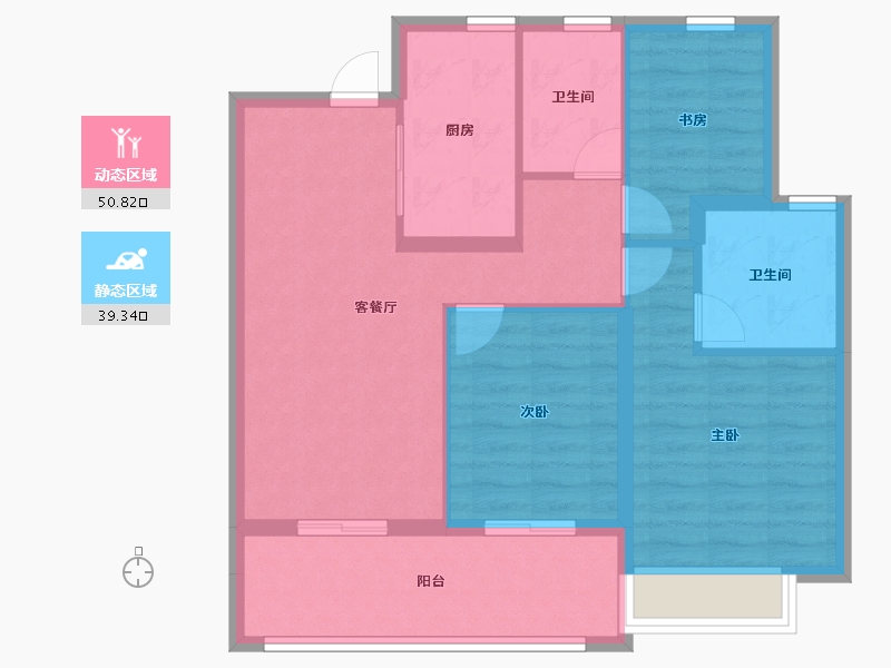 浙江省-宁波市-绿城·春风晴翠-80.80-户型库-动静分区