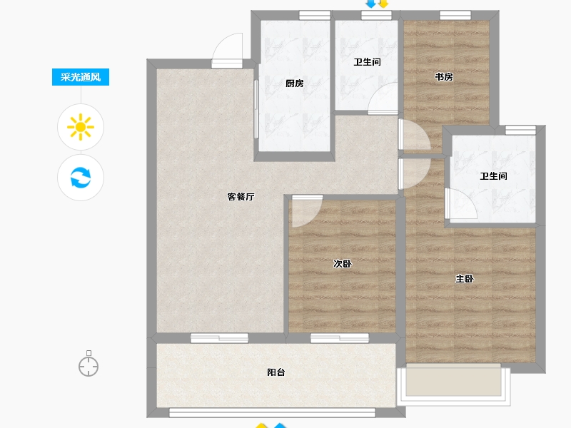 浙江省-宁波市-绿城·春风晴翠-80.80-户型库-采光通风