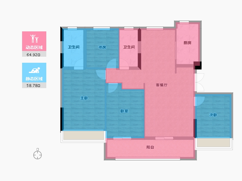 浙江省-湖州市-鸣翠里-111.71-户型库-动静分区