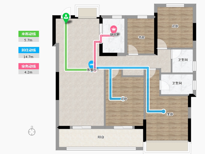 浙江省-湖州市-鸣翠里-104.49-户型库-动静线