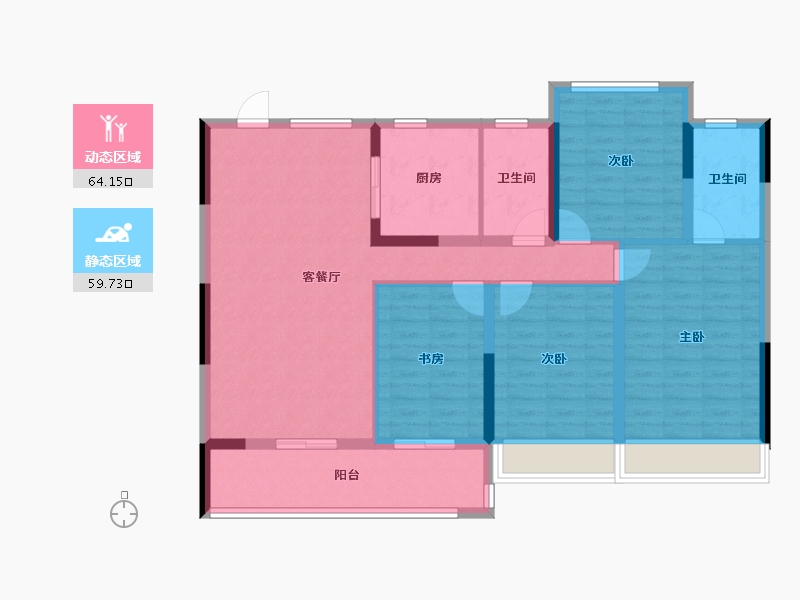 浙江省-湖州市-鸣翠里-111.36-户型库-动静分区