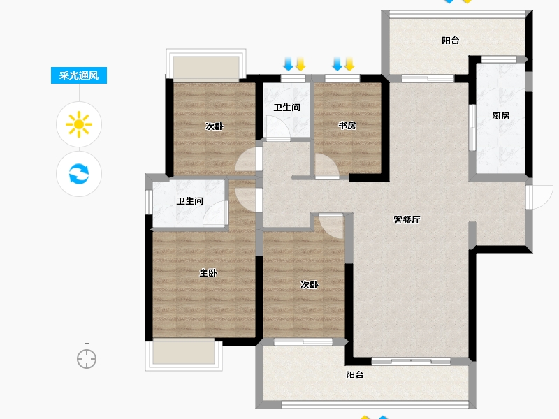 湖南省-长沙市-嘉宇北部湾-109.90-户型库-采光通风