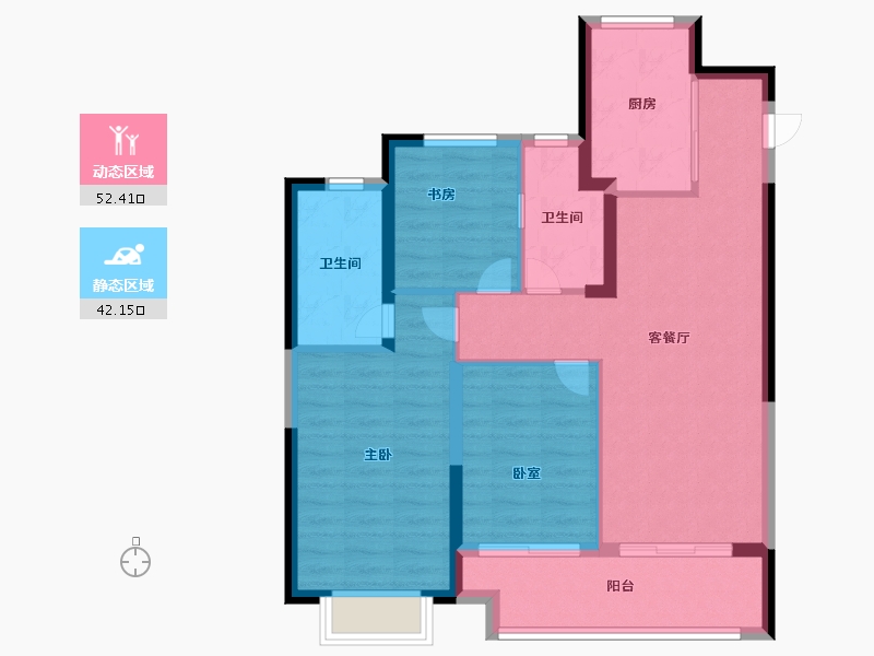 湖北省-武汉市-汉口1872-84.80-户型库-动静分区