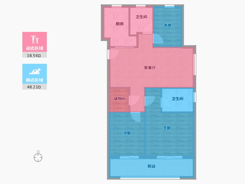 浙江省-宁波市-荣安观棠晴雨府-78.40-户型库-动静分区