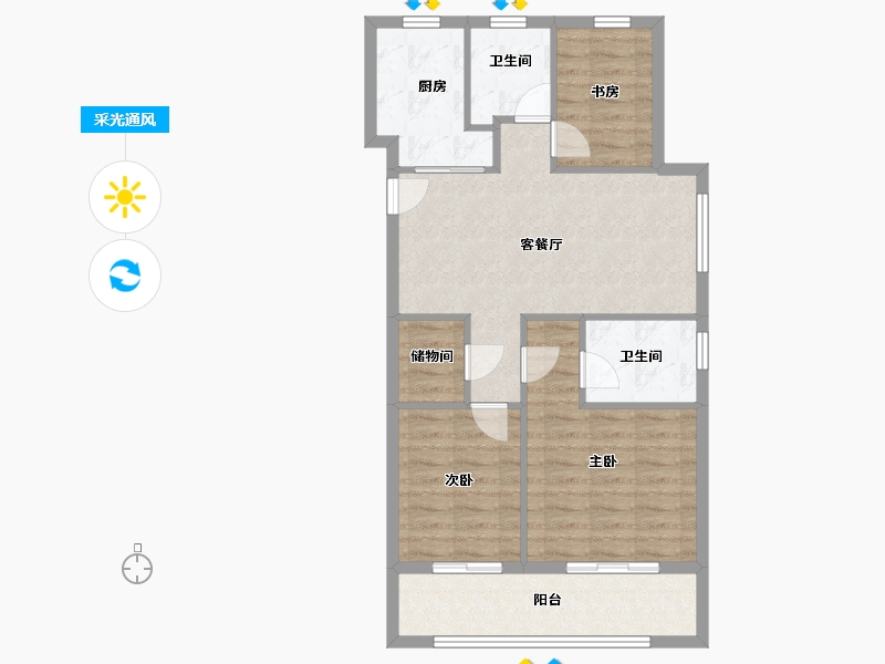 浙江省-宁波市-荣安观棠晴雨府-78.40-户型库-采光通风