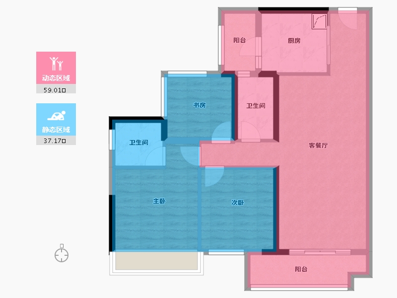 广东省-韶关市-碧桂园太阳城-84.89-户型库-动静分区