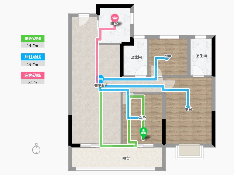 浙江省-宁波市-老江东·东境润府-88.00-户型库-动静线