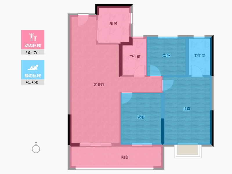 浙江省-宁波市-老江东·东境润府-88.00-户型库-动静分区