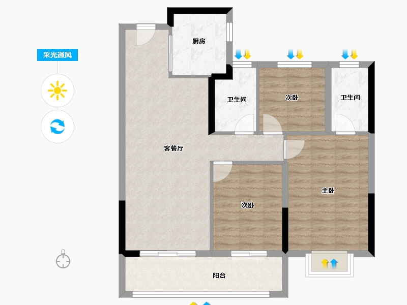 浙江省-宁波市-老江东·东境润府-88.00-户型库-采光通风