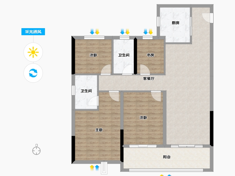 浙江省-宁波市-老江东·东境润府-108.01-户型库-采光通风