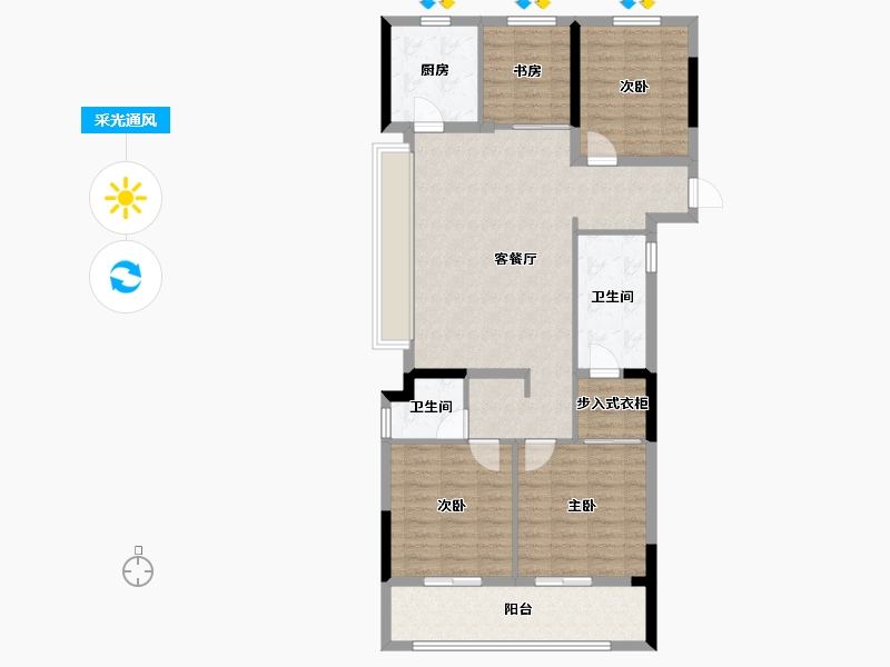 浙江省-湖州市-大华锦澜府-105.26-户型库-采光通风