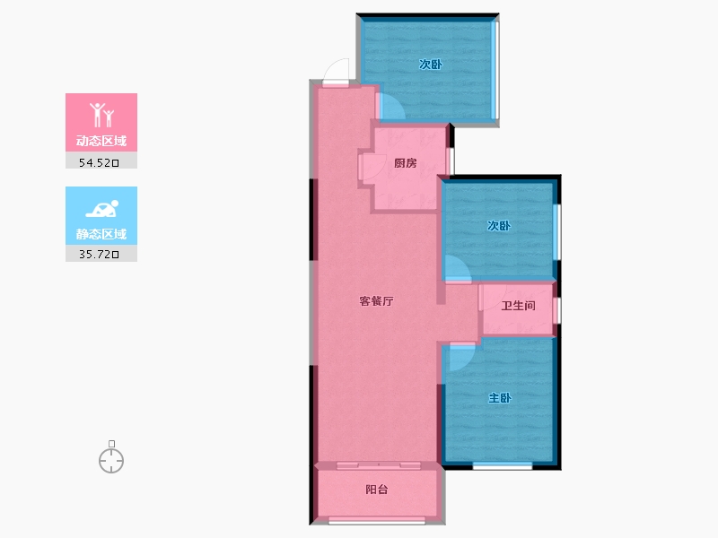 湖南省-长沙市-金富湘江悦城-80.55-户型库-动静分区