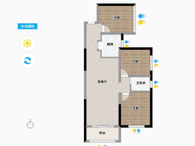 湖南省-长沙市-金富湘江悦城-80.55-户型库-采光通风