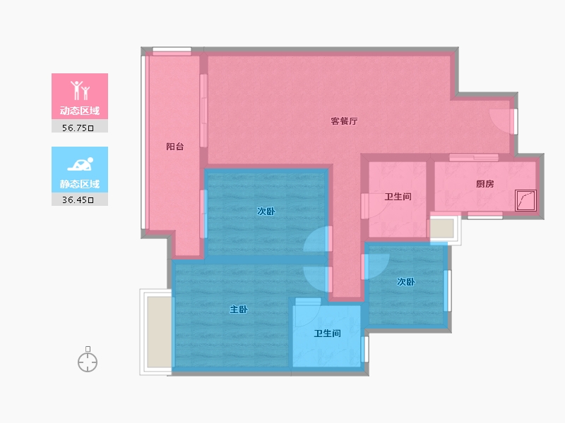 江苏省-盐城市-吾悦和府-93.00-户型库-动静分区