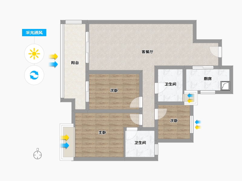 江苏省-盐城市-吾悦和府-93.00-户型库-采光通风