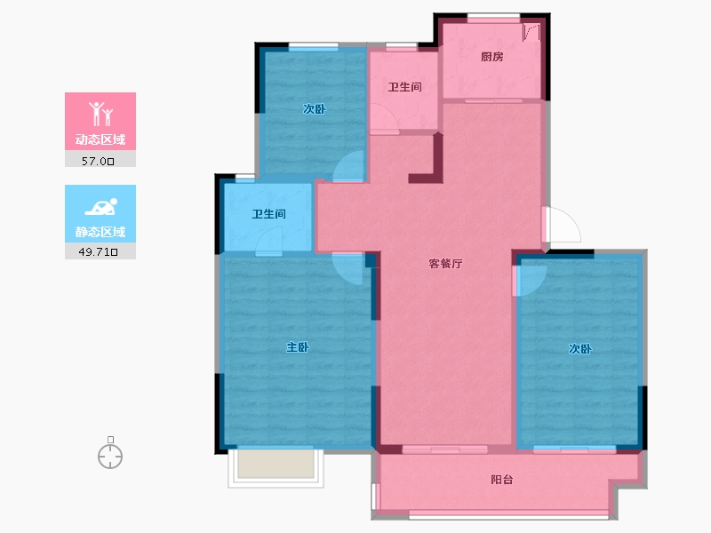 江苏省-连云港市-港利·上城-96.00-户型库-动静分区