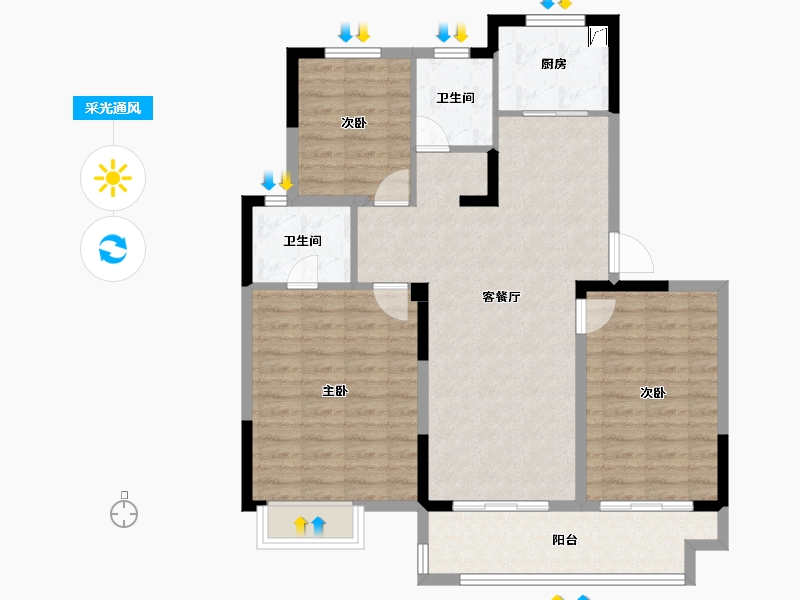 江苏省-连云港市-港利·上城-96.00-户型库-采光通风