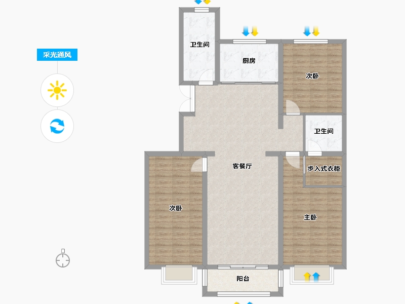 内蒙古自治区-锡林郭勒盟-宏源小区-145.00-户型库-采光通风