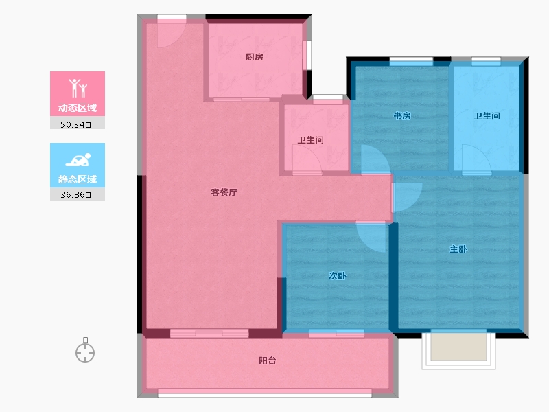 浙江省-宁波市-荣安观棠晴雨府-78.40-户型库-动静分区