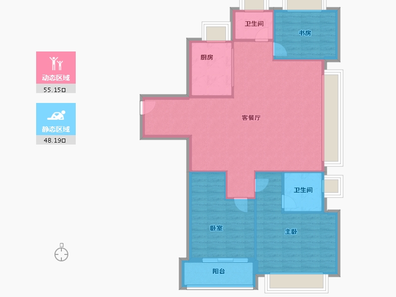 湖北省-武汉市-华发都荟天地-94.40-户型库-动静分区