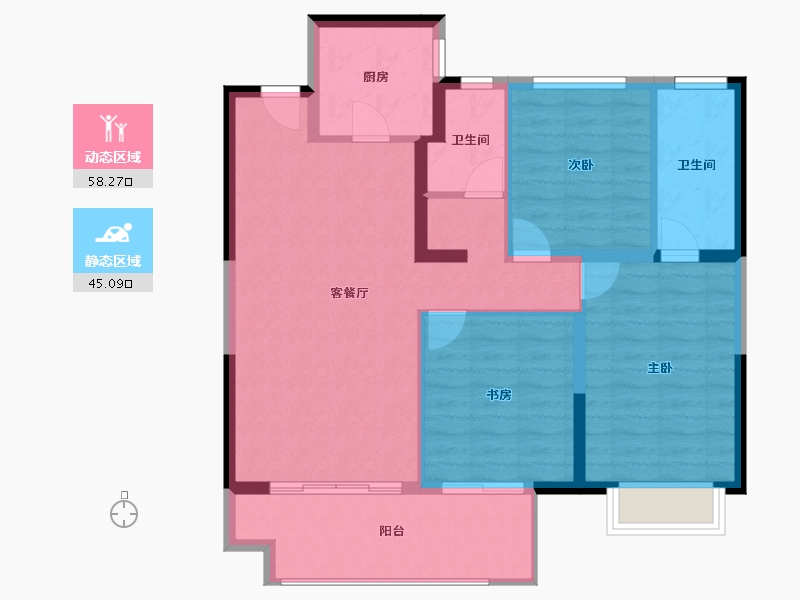 河南省-信阳市-中国铁建·西派澜岸-93.60-户型库-动静分区