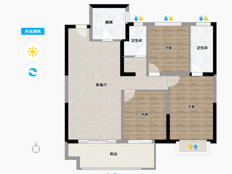 河南省-信阳市-中国铁建·西派澜岸-93.60-户型库-采光通风