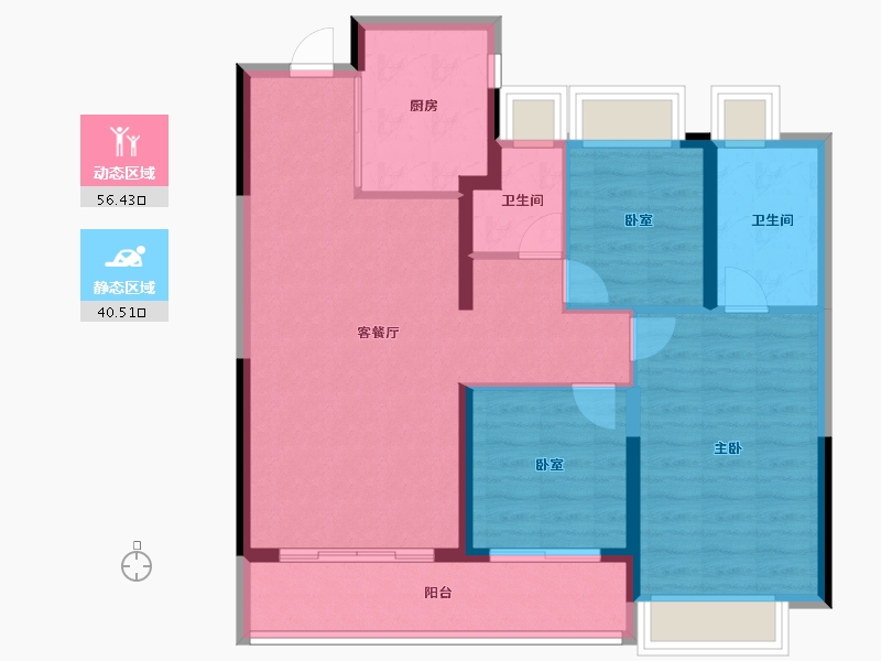 湖北省-武汉市-绿城华生桂语映月-87.20-户型库-动静分区