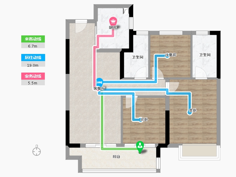 江苏省-常州市-嘉宏澎π-80.34-户型库-动静线