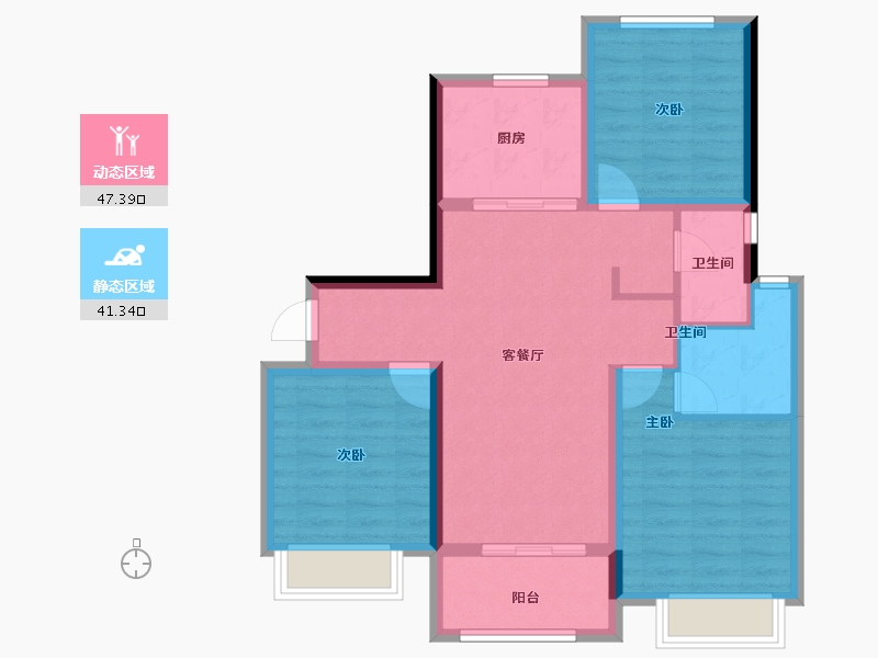 上海-上海市-大名城映园Ⅱ期-78.86-户型库-动静分区