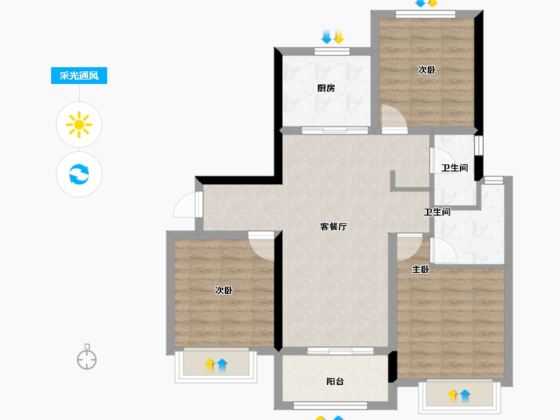 上海-上海市-大名城映园Ⅱ期-78.86-户型库-采光通风