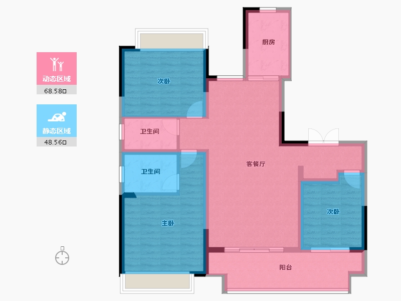 河南省-信阳市-玖荣学府-105.60-户型库-动静分区