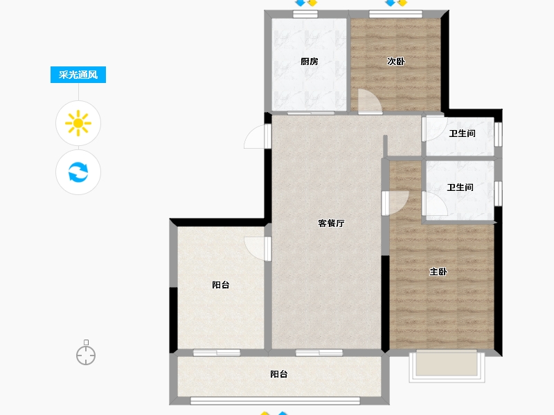 浙江省-宁波市-三里风荷-87.21-户型库-采光通风