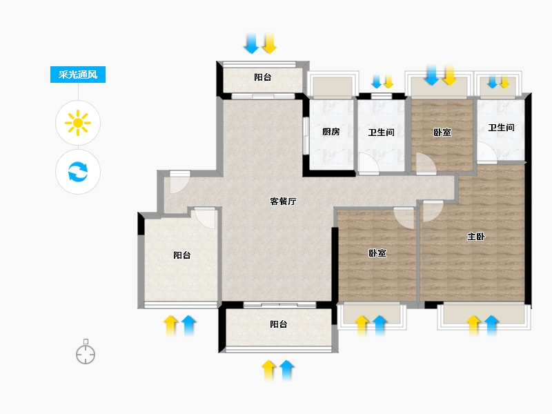 广东省-江门市-保利中央公馆-108.16-户型库-采光通风