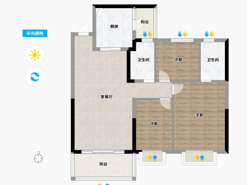 江苏省-镇江市-句容恒大云湖上郡-97.60-户型库-采光通风