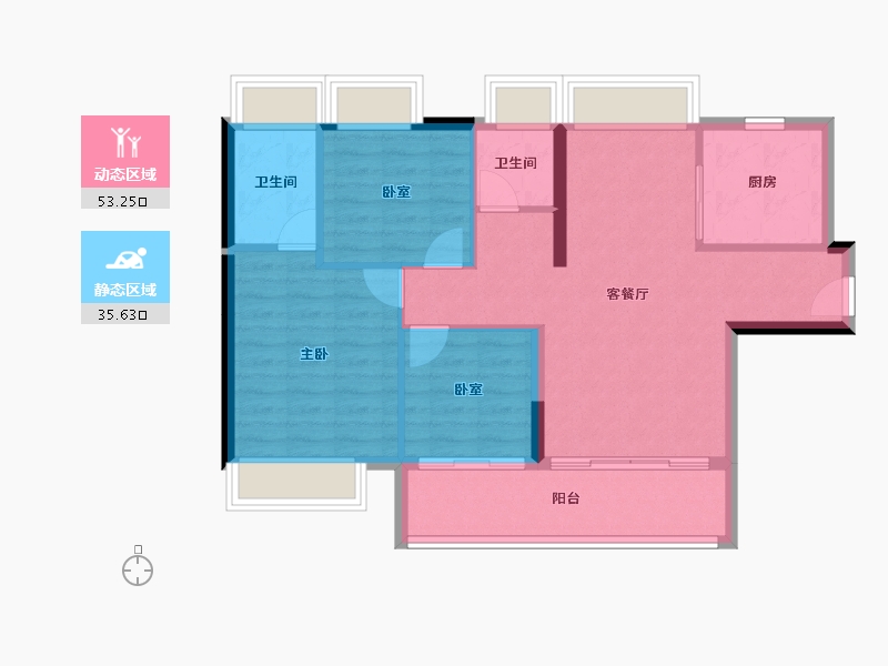 广东省-江门市-保利中央公馆-80.45-户型库-动静分区